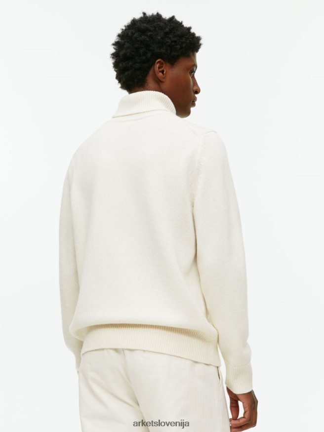 oblačila sl ARKET moški merino pulover z ovratnikom umazano bela 6X02XV1192