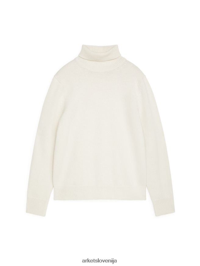 oblačila sl ARKET moški merino pulover z ovratnikom umazano bela 6X02XV1192