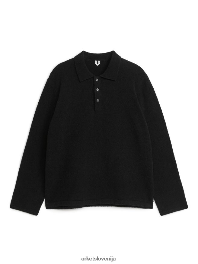 oblačila sl ARKET moški pletena polo majica Črna 6X02XV1178
