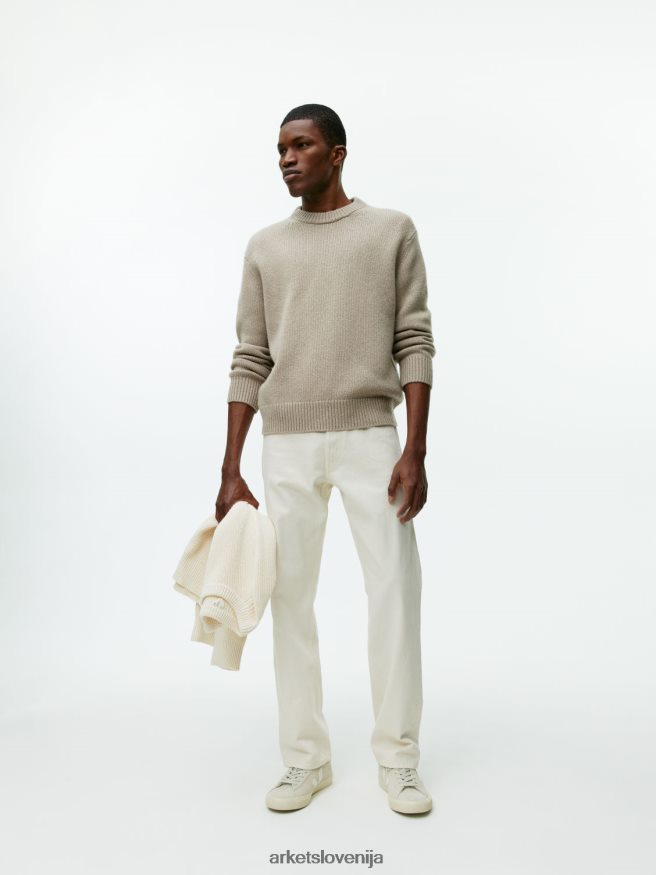 oblačila sl ARKET moški težak pleten volnen pulover bež melanž 6X02XV1191