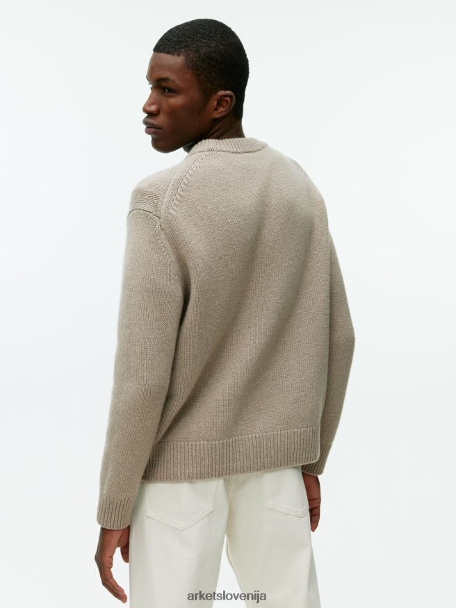 oblačila sl ARKET moški težak pleten volnen pulover bež melanž 6X02XV1191