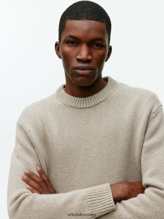 oblačila sl ARKET moški težak pleten volnen pulover bež melanž 6X02XV1191