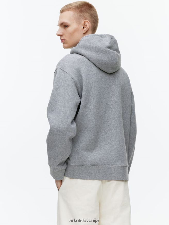 oblačila sl ARKET moški sproščen pulover s kapuco iz frotirja sivi melanž 6X02XV921