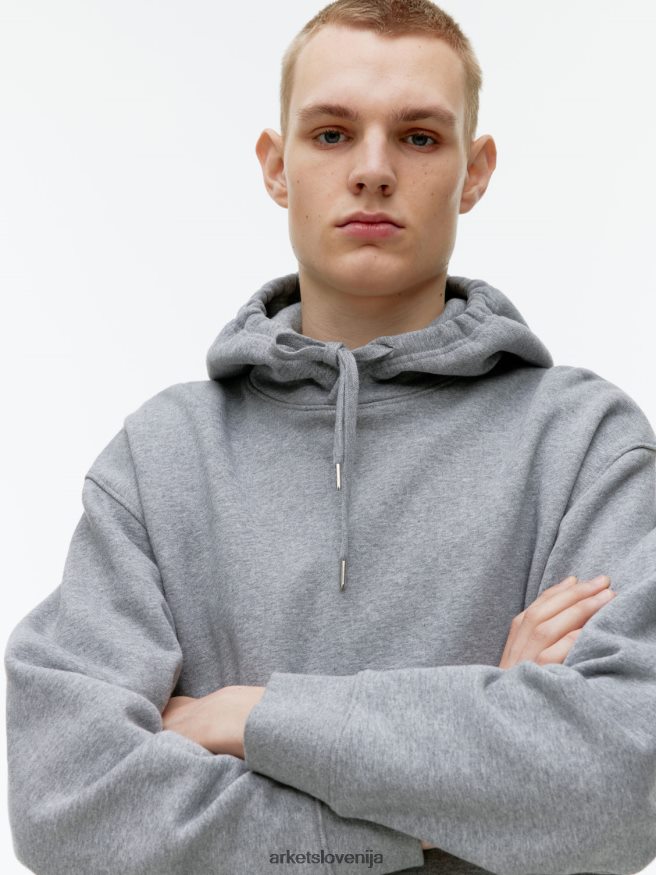 oblačila sl ARKET moški sproščen pulover s kapuco iz frotirja sivi melanž 6X02XV921