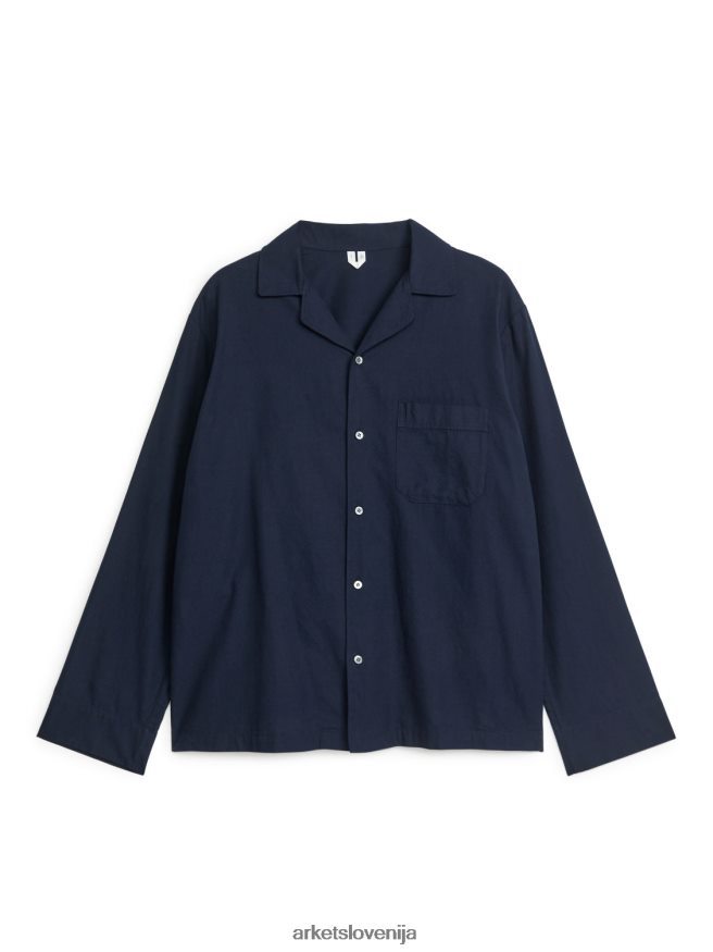 oblačila sl ARKET moški flanelasta pižama srajca temno modra 6X02XV1250
