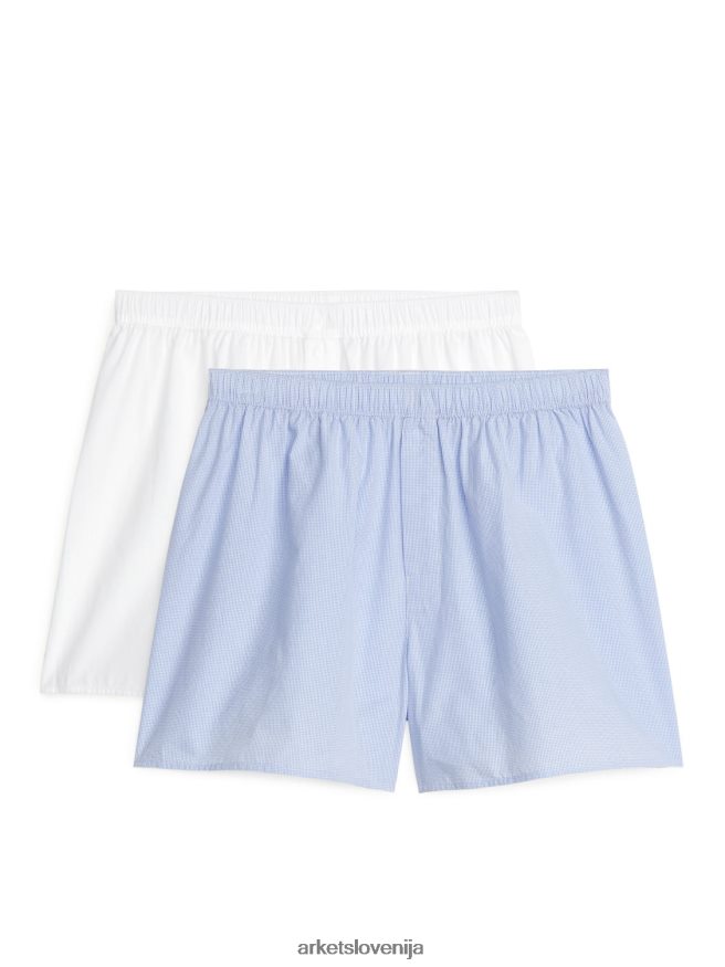 oblačila sl ARKET moški tkane bombažne boksarice, komplet 2 kom modra/bela 6X02XV1229