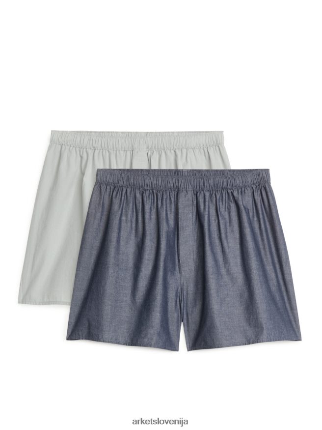 oblačila sl ARKET moški tkane bombažne boksarice, komplet 2 kom trdne/zemeljske 6X02XV1235