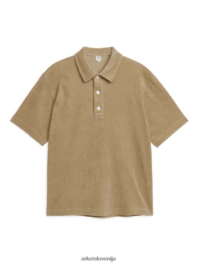 oblačila sl ARKET moški bombažna polo majica z brisačo bež 6X02XV1018