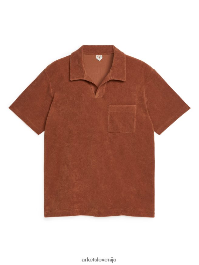 oblačila sl ARKET moški bombažna polo majica z brisačo terakota 6X02XV982
