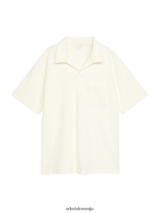 oblačila sl ARKET moški bombažna polo majica z brisačo umazano bela 6X02XV978