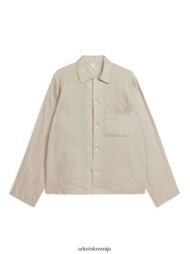 oblačila sl ARKET moški lanena srajca bež 6X02XV948
