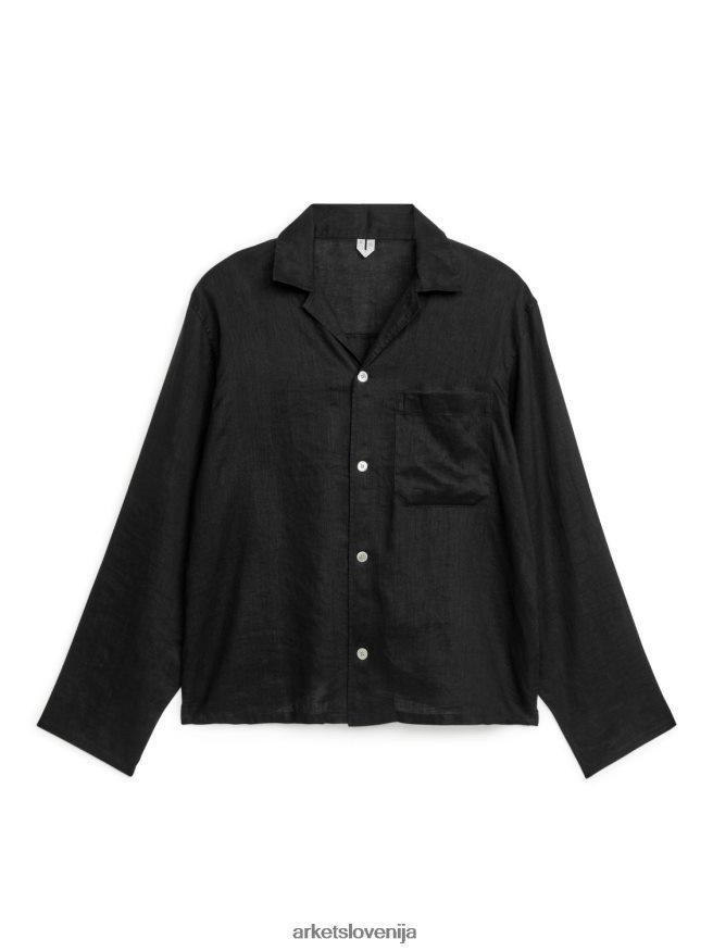 oblačila sl ARKET moški lanena srajca Črna 6X02XV947