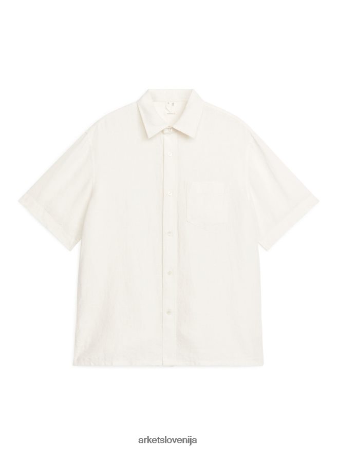 oblačila sl ARKET moški lanena srajca s kratkimi rokavi bela 6X02XV932