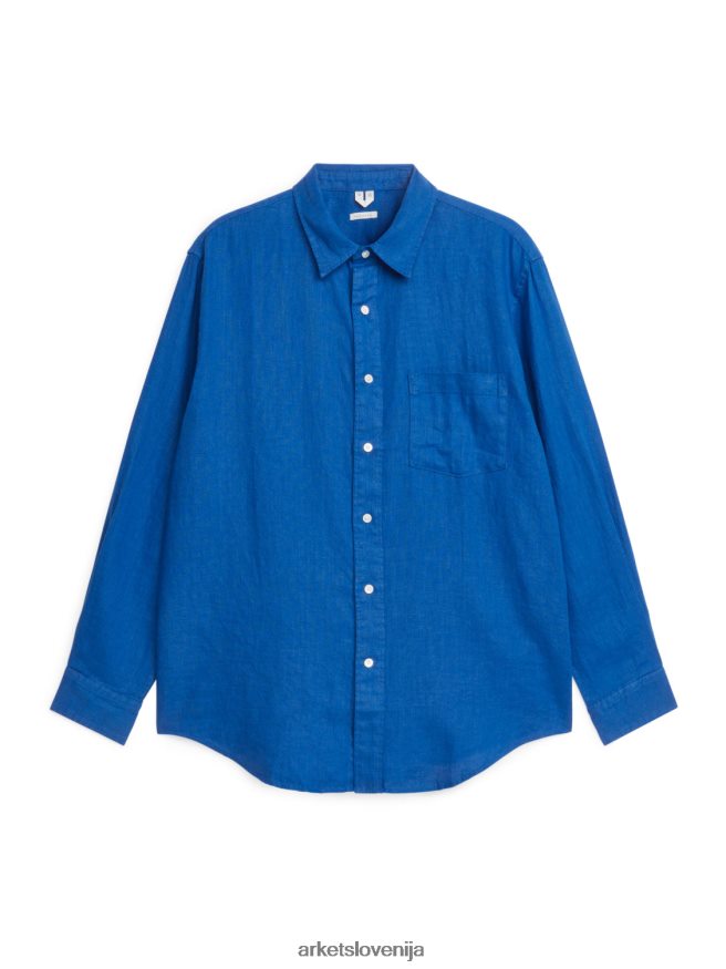 oblačila sl ARKET moški lanena srajca sproščenega kroja modra 6X02XV939