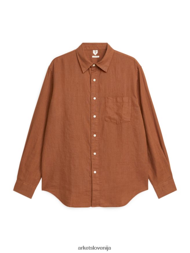 oblačila sl ARKET moški lanena srajca sproščenega kroja rjav 6X02XV943