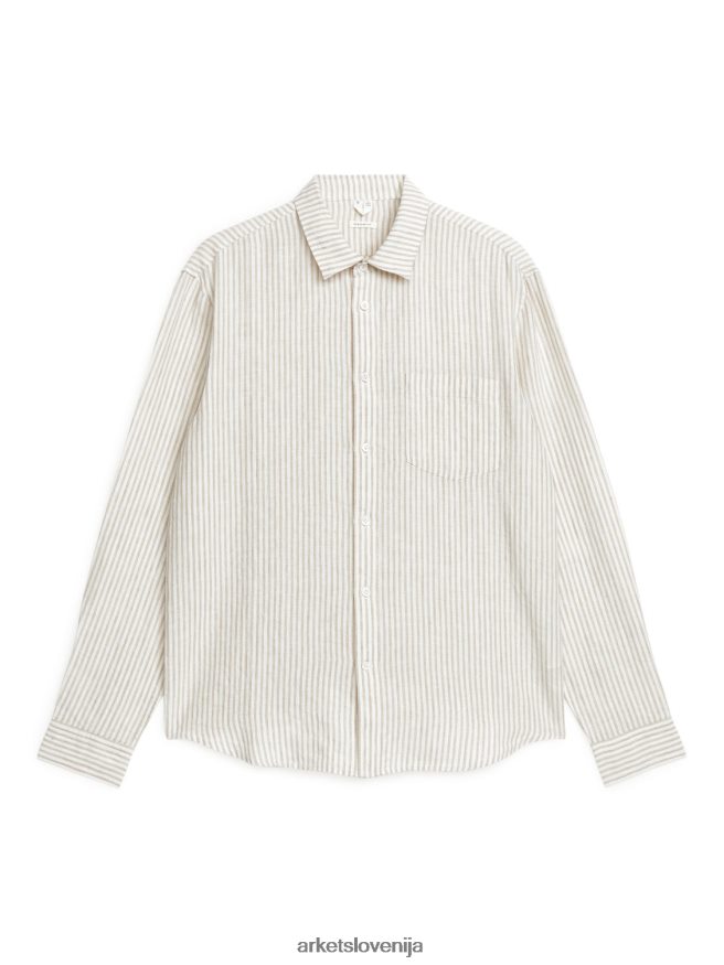 oblačila sl ARKET moški navadna lanena srajca bež/bela 6X02XV941