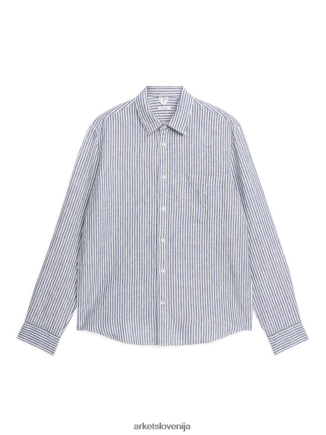 oblačila sl ARKET moški navadna lanena srajca modra/bela 6X02XV940