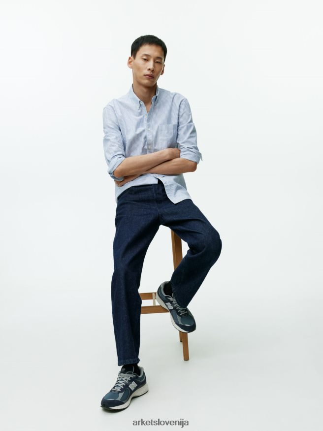 oblačila sl ARKET moški oxford majica modra/črtasta 6X02XV973