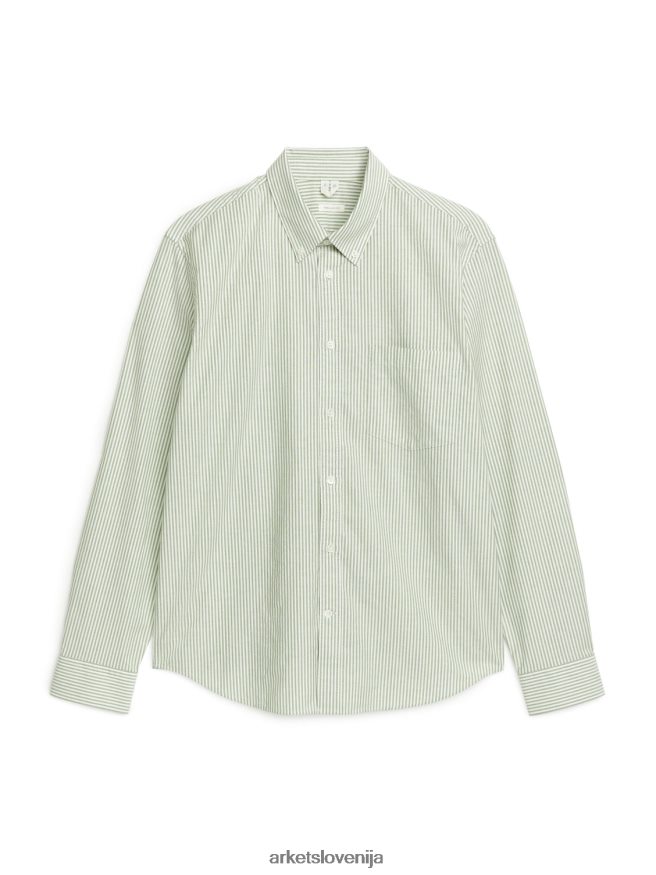 oblačila sl ARKET moški oxford majica zelena/črtasta 6X02XV972
