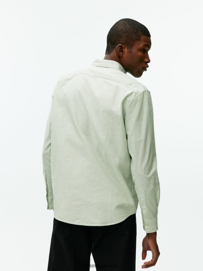 oblačila sl ARKET moški oxford majica zelena/črtasta 6X02XV972