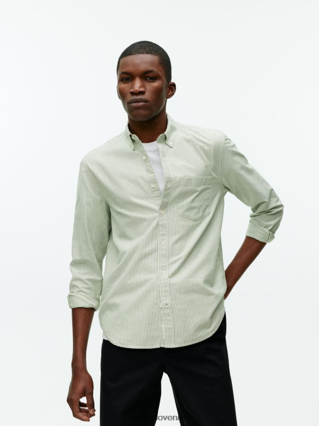 oblačila sl ARKET moški oxford majica zelena/črtasta 6X02XV972