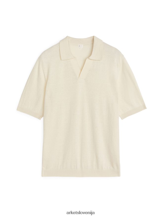 oblačila sl ARKET moški polo majica iz bombažnega perila umazano bela 6X02XV983