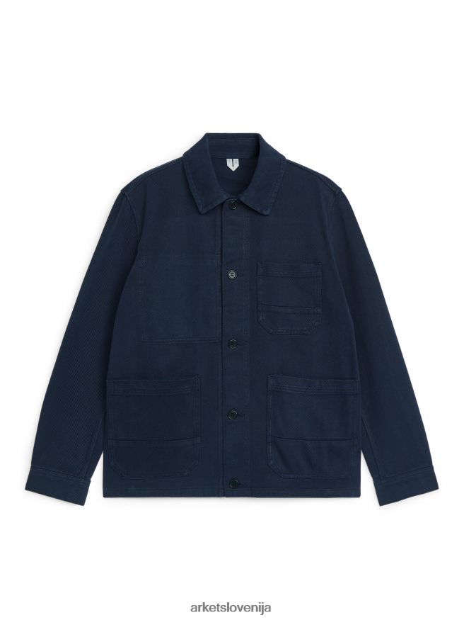 oblačila sl ARKET moški prebarvana majica iz keperja temno modra 6X02XV965