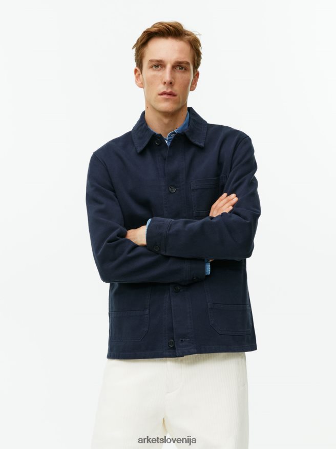 oblačila sl ARKET moški prebarvana majica iz keperja temno modra 6X02XV965