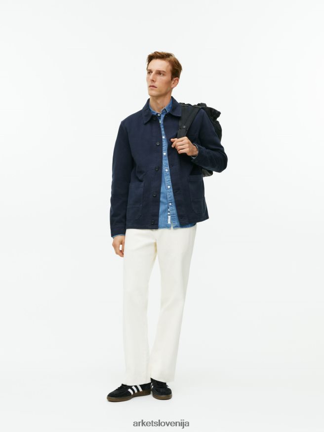 oblačila sl ARKET moški prebarvana majica iz keperja temno modra 6X02XV965