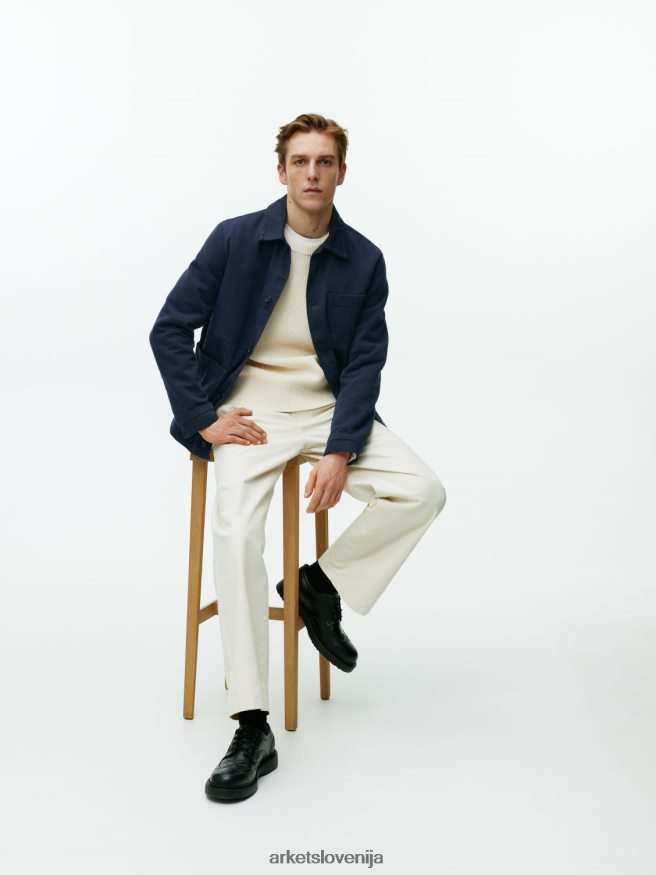 oblačila sl ARKET moški prebarvana majica iz keperja temno modra 6X02XV965