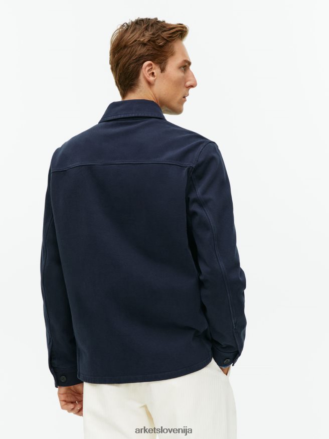 oblačila sl ARKET moški prebarvana majica iz keperja temno modra 6X02XV965