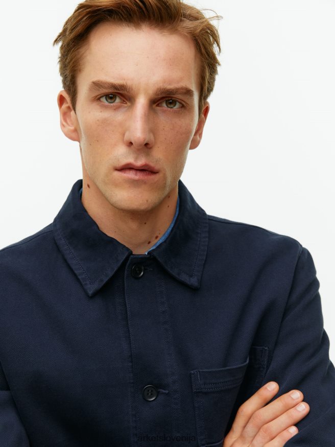 oblačila sl ARKET moški prebarvana majica iz keperja temno modra 6X02XV965