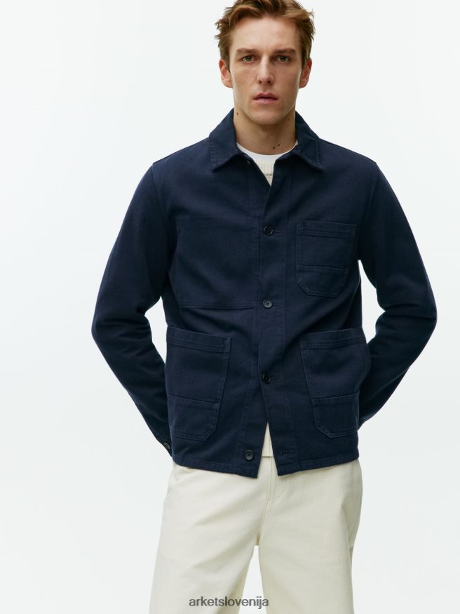 oblačila sl ARKET moški prebarvana majica iz keperja temno modra 6X02XV965