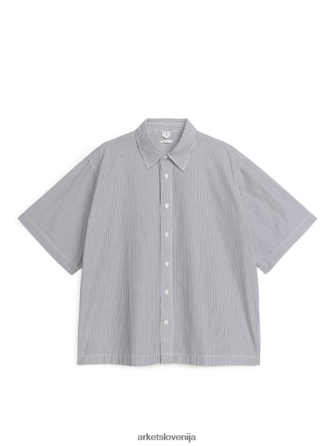 oblačila sl ARKET moški prevelika srajca iz poplina črno/bela črta 6X02XV953