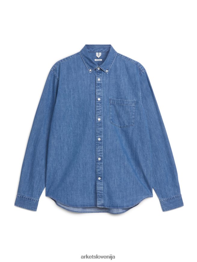 oblačila sl ARKET moški srajca iz chambrayja na gumbe modra 6X02XV959