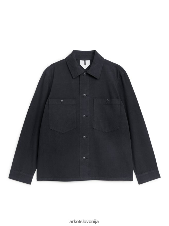 oblačila sl ARKET moški uporabna jakna iz bombažnega platna temno modra 6X02XV976