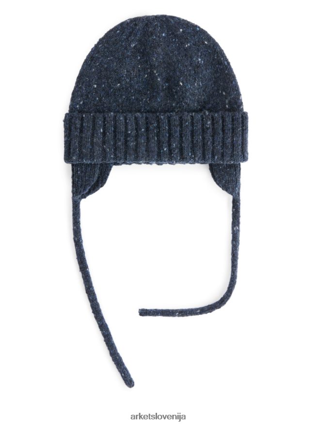 dodatki sl ARKET otroci neps volnena kapa z ušesi temno modra 6X02XV1777