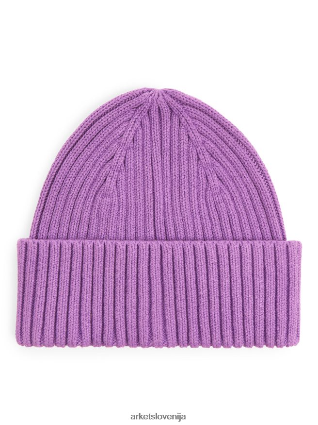 dodatki sl ARKET otroci rebrasto pletena kapa vijolična 6X02XV1634