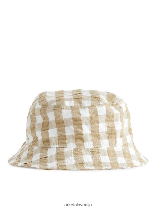 dodatki sl ARKET otroci seersucker bucket klobuk bež/bela 6X02XV1691