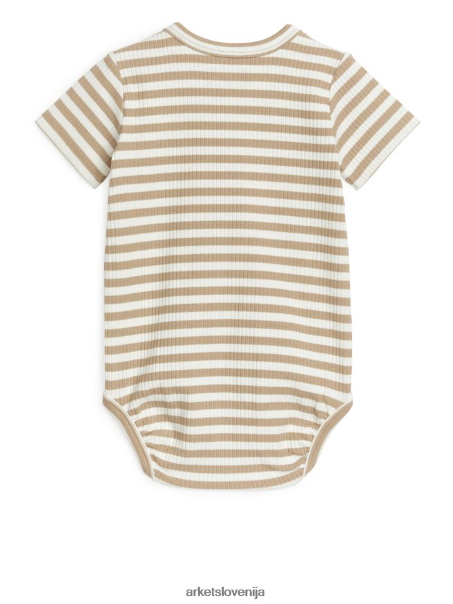 oblačila sl ARKET otroci bombažni bodi s kratkimi rokavi bež/umazano bela 6X02XV1750