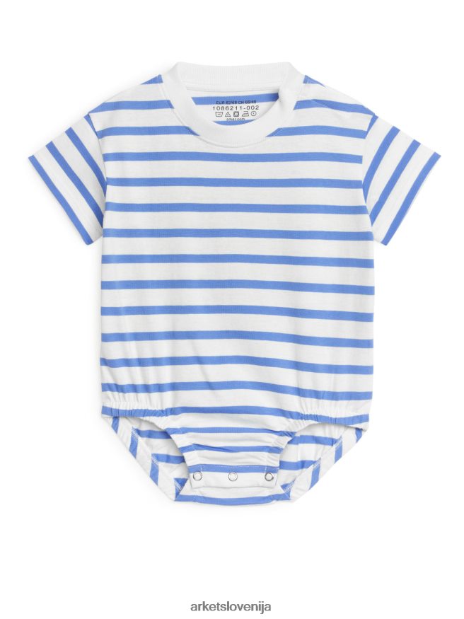 oblačila sl ARKET otroci hlače iz džersija s kratkimi rokavi modra/bela 6X02XV1751