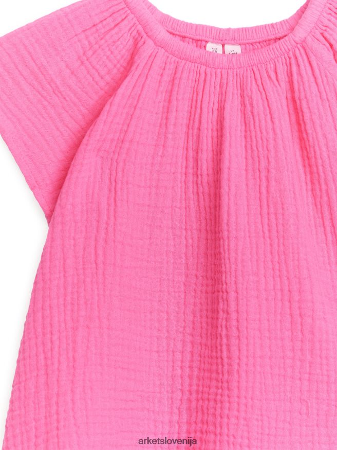 oblačila sl ARKET otroci kratka obleka iz gaze roza 6X02XV1739