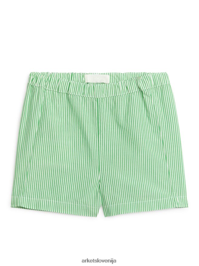 oblačila sl ARKET otroci kratke hlače iz keperja zelena/bela 6X02XV1711