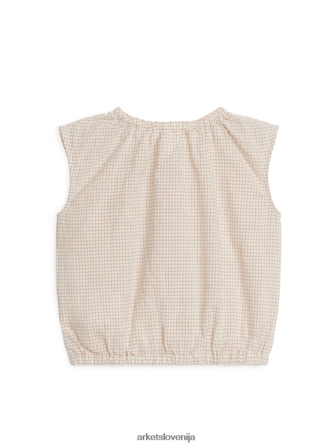 oblačila sl ARKET otroci majica brez rokavov bež/karirano 6X02XV1702