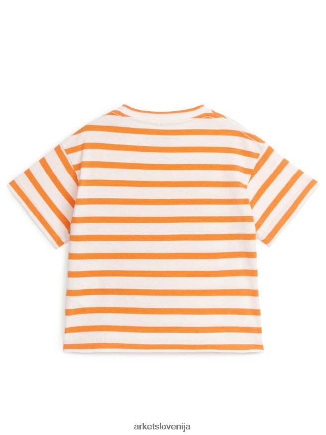 oblačila sl ARKET otroci majica s kratkimi rokavi umazano bela/oranžna 6X02XV1697
