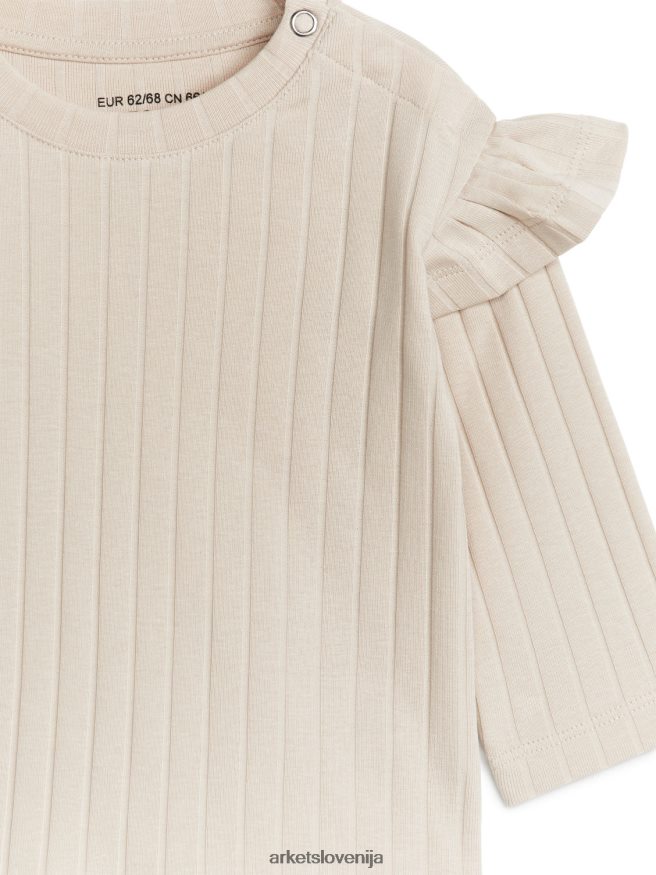 oblačila sl ARKET otroci majica z volančki bež 6X02XV1761