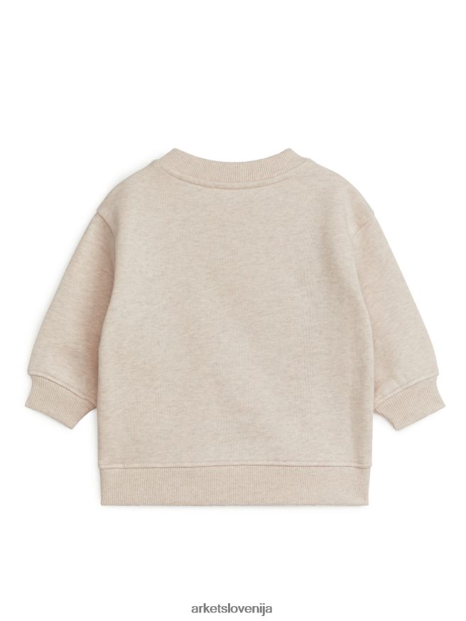 oblačila sl ARKET otroci ohlapen bombažni pulover ovseni melange 6X02XV1737