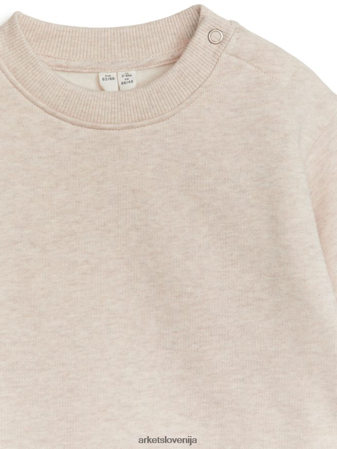 oblačila sl ARKET otroci ohlapen bombažni pulover ovseni melange 6X02XV1737