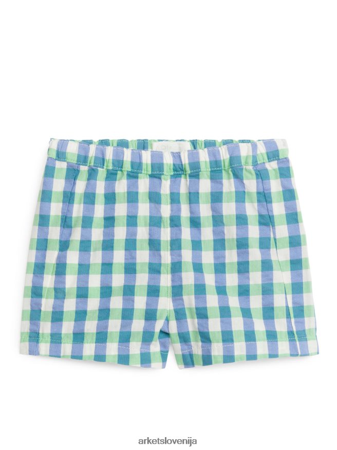 oblačila sl ARKET otroci seersucker kratke hlače zelena/modra 6X02XV1705