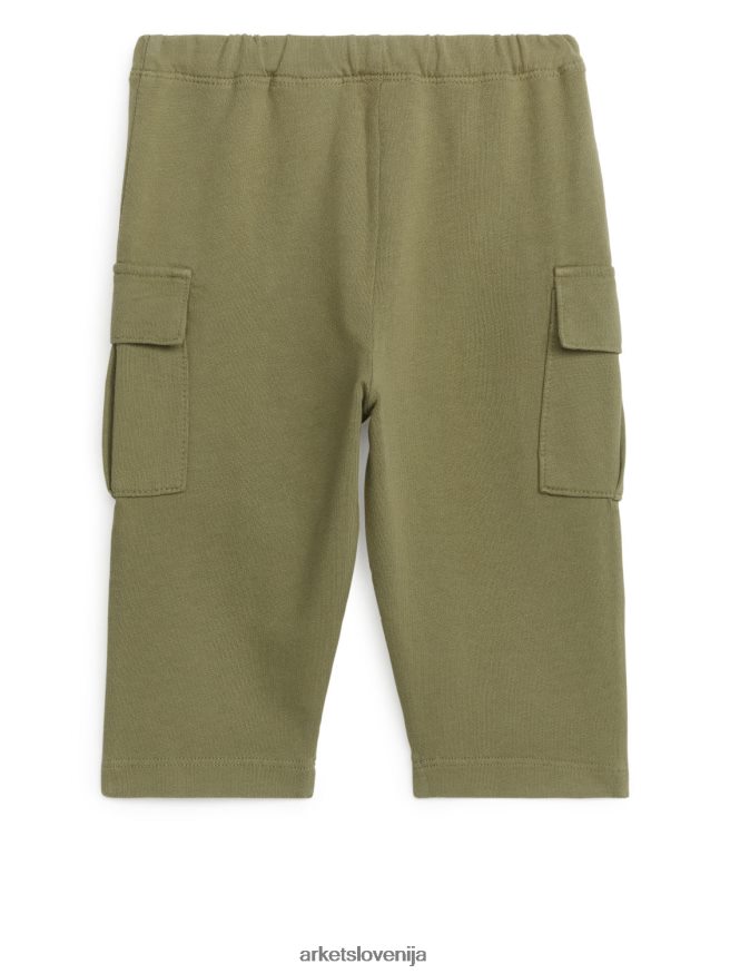 oblačila sl ARKET otroci uporabne hlače iz džersija kaki zelena 6X02XV1689